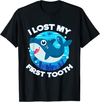 I Lost My First Tooth Wiggly Teeth Shark Smile Tooth Gifts T-Shirt