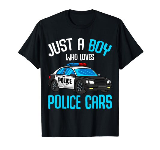 Just a Boy who loves Police Cars Officer Policeman Kids T-Shirt
