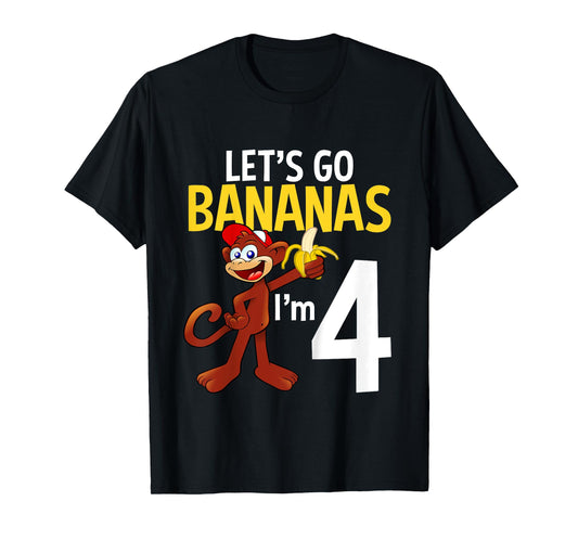 4 Year Old Monkey Birthday Party Zoo Animal Theme 4th Gift T-Shirt