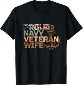 Proud Veteran's Wife USA American Flag Patriotic T-Shirt