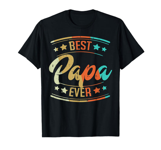 Fathers Day Best Papa Ever Retro Dad Daddy Grandpa Stepdad T-Shirt