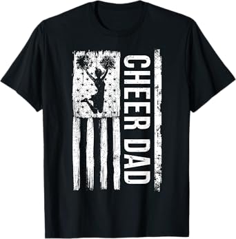 Cheer Dad Cheerleading American Flag Fathers Day Cheerleader T-Shirt