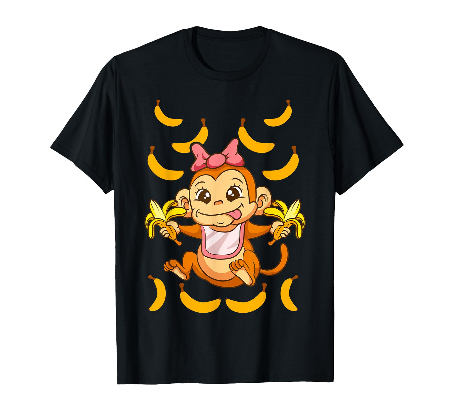 Baby Monkey Monkeys Zoo Animals Bananas Cute Kids T-Shirt