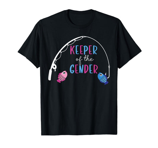 Keeper Of The Gender Shirt Fish Gender Reveal Baby Shower T-Shirt