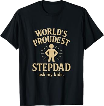 World's Proudest Stepdad Vintage Gold White T-Shirt