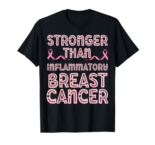 Stronger than inflammatory breast cancer mom dad pink ribbon T-Shirt