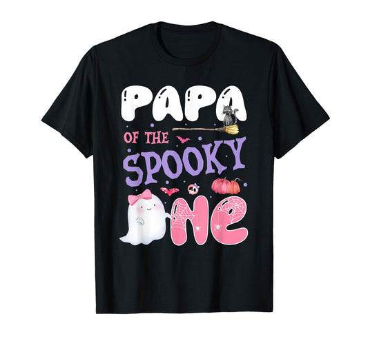 Papa Of The Spooky One 1st Birthday Halloween Pink Ghost T-Shirt