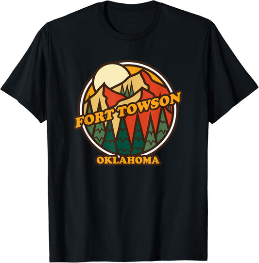 Vintage Fort Towson, Oklahoma Mountain Hiking Souvenir Print T-Shirt