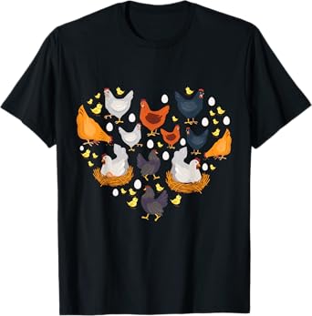 Chickens heart love chicken lady women men kids farmer gift T-Shirt