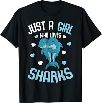 Just A Girl Who Loves Sharks Kids Girls Shark T-Shirt