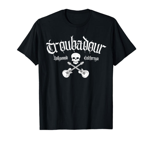Vintage Skull Troubadour Guitar Rock Music Tee T-Shirt