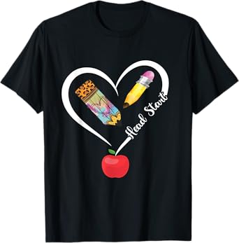 Head Start Teacher Heart Love Apple Headstart Teacher T-Shirt