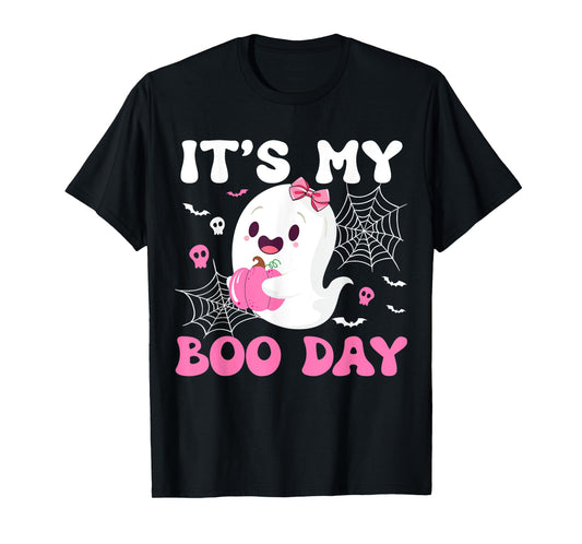 Cute ghost Pink bow Its my boo day Halloween T-Shirt