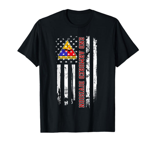 2nd Armored Division American Flag Military Veteran Day Papa T-Shirt