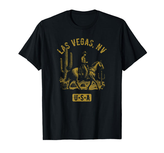 Las Vegas Nevada USA Cowboy Horse Distressed Style Design T-Shirt