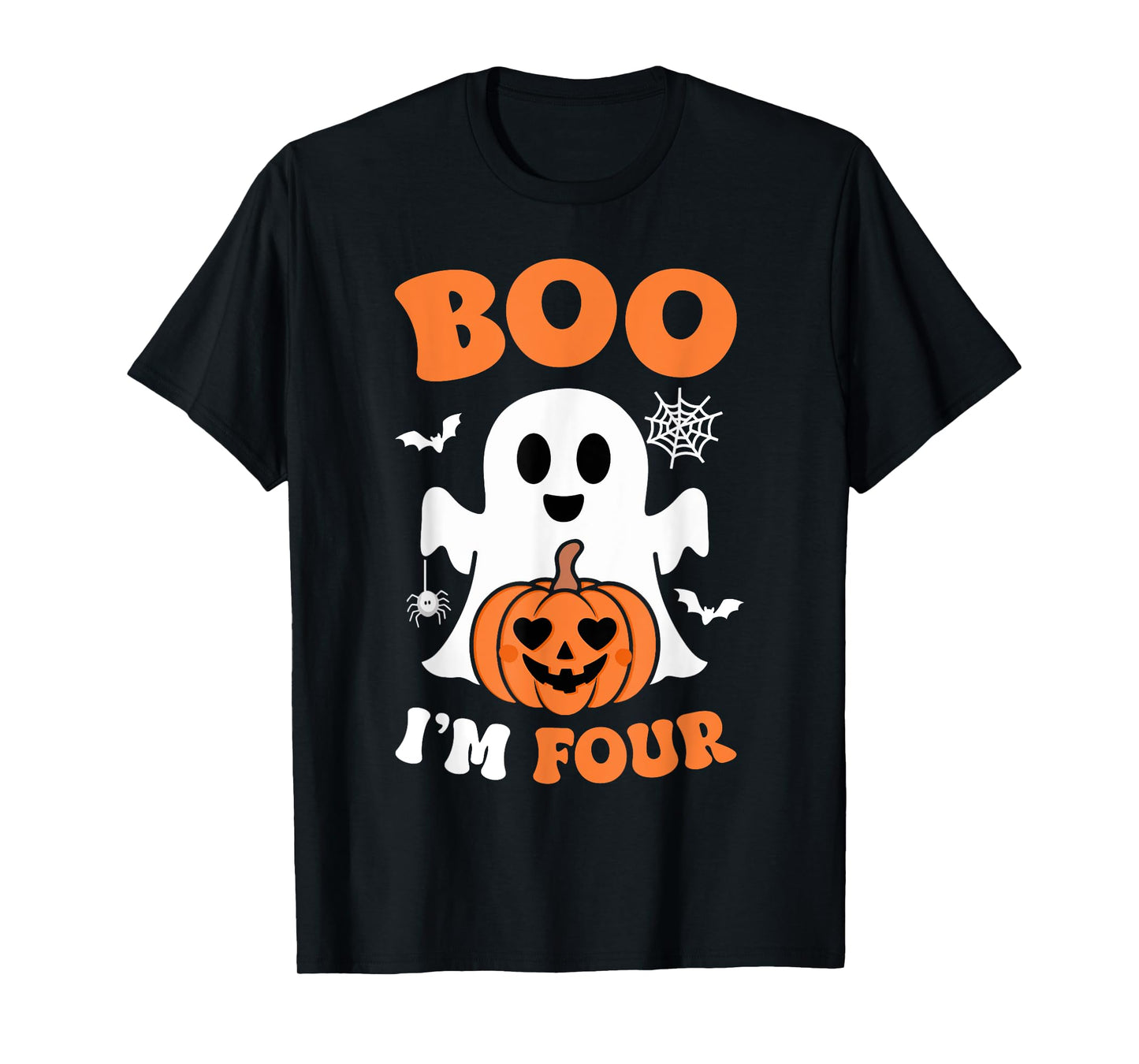 Ghost Boo I'm Four Year 4th Birthday Boys Halloween Groovy T-Shirt