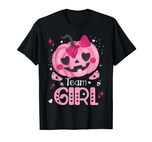 Team Girl Pumpkin Halloween Baby Gender Reveal Party T-Shirt