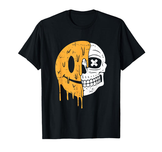 Smile Emoticon Skull Halloween Costume Scary Skeleton Bones T-Shirt
