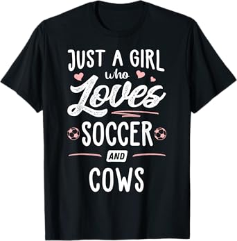 Just A Girl Who Loves Soccer And Cows Gift Women T-Shirt