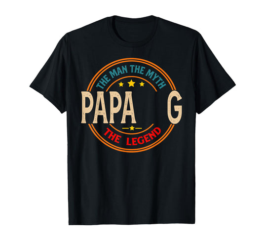 PAPA G The Legend The Man, Funny PAPA G Fathers Day T-Shirt