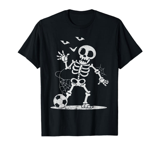 Soccer Skeleton Halloween Men Boys Soccer Player Halloween T-Shirt