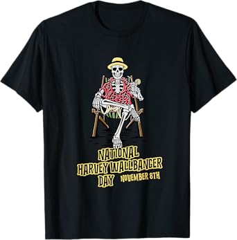 National Harvey Wallbanger Day | Drinking Beach Skeleton T-Shirt