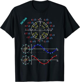 Unit Circle with Pi, Sine & Cosine for Maths & Physics Fans T-Shirt
