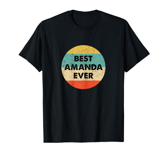 Amanda Name Shirts & Gifts Amanda Name T-Shirt Women's Black XS Classic Fit Short Sleeve Round Neck Personalized Letter Print