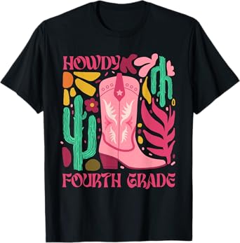 Howdy Fourth Grade Teacher Western Cowgirl Back To School T-Shirt