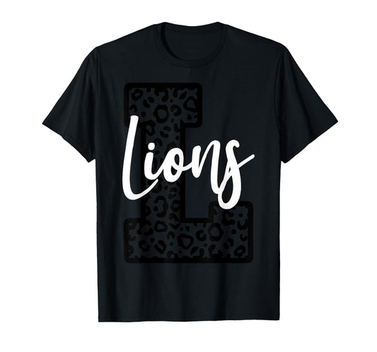 Lions School Spirit Sport Leopard Cheer Fan Game Day T-Shirt