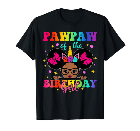 Pawpaw of The Birthday Girl Princess Afro Melanin Unicorn T-Shirt
