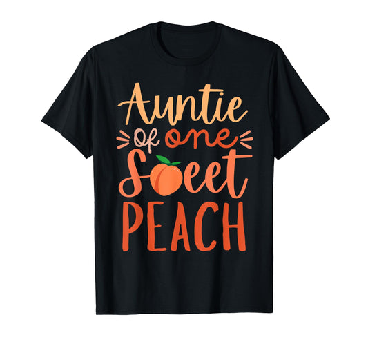 Auntie of The Sweet One Peach 1st Birthday Family Matching T-Shirt