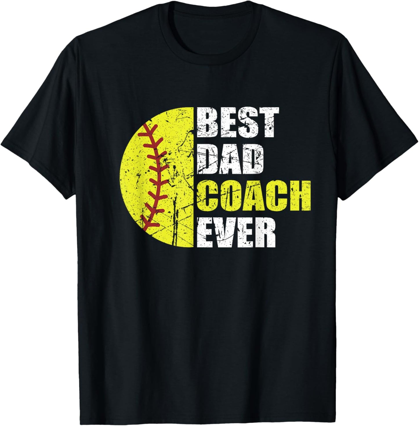 Best Softball Dad Coach Ever Retro Father Softball Coach Dad T-Shirt