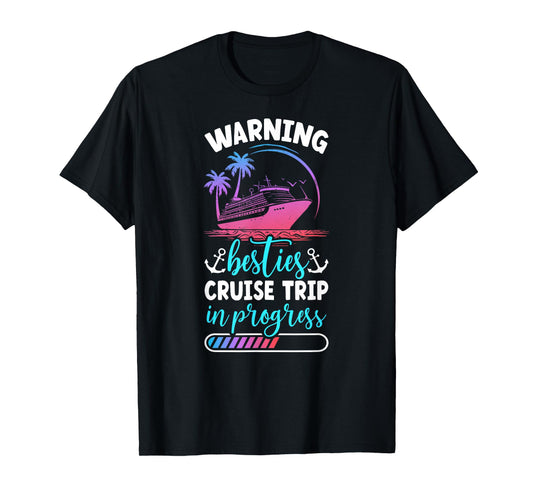 Matching BFF Vacay Besties Cruise Trip 2025 Unisex-Adults Black T-Shirt