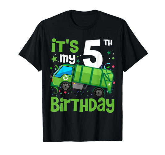 It's My 5th Birthday Garbage Truck 5 Year Old Birthday Boy T-Shirt