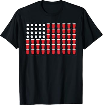 Beer Pong 4th of July American Flag USA America Drinking T-Shirt for Women Men