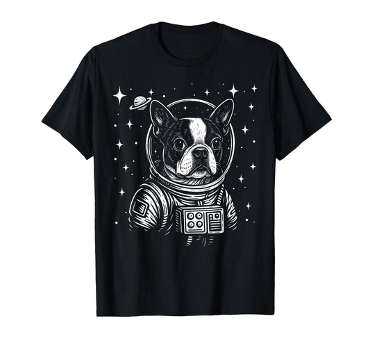 Astronaut Boston Terrier Space Galaxy Dog Lovers T-Shirt