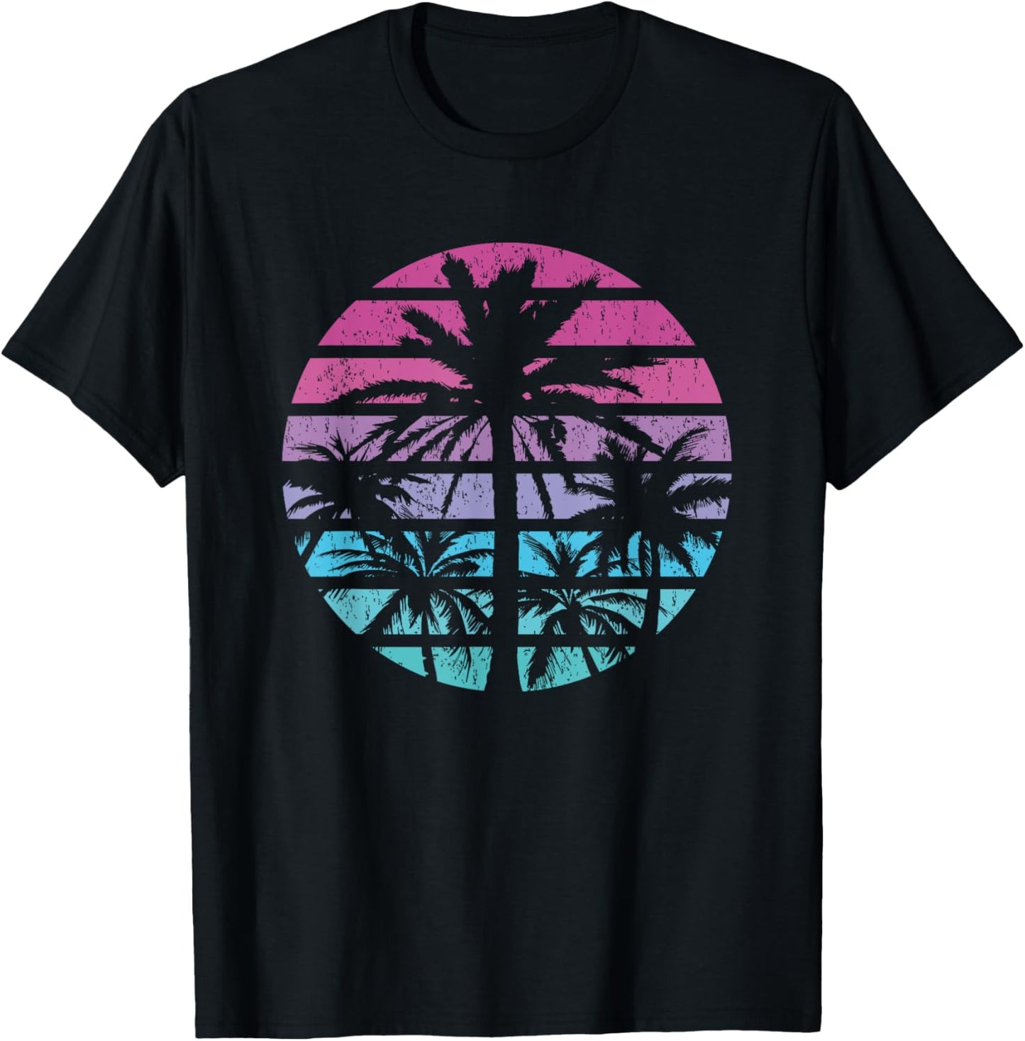 Palm Tree Retro Sunset Summer Beach Vintage Tropical Graphic T-Shirt
