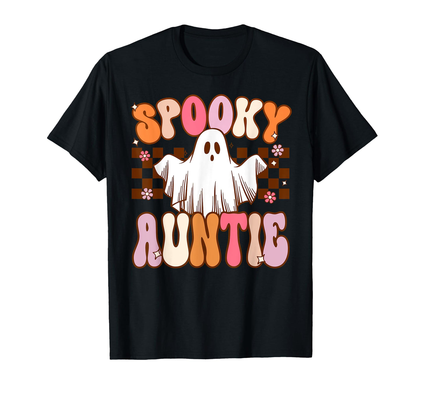 Spooky Auntie Halloween Aunt Ghost Costume Retro Groovy T-Shirt