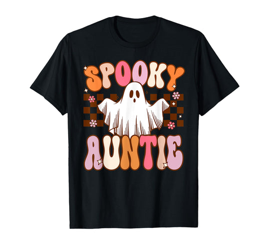 Spooky Auntie Halloween Aunt Ghost Costume Retro Groovy T-Shirt