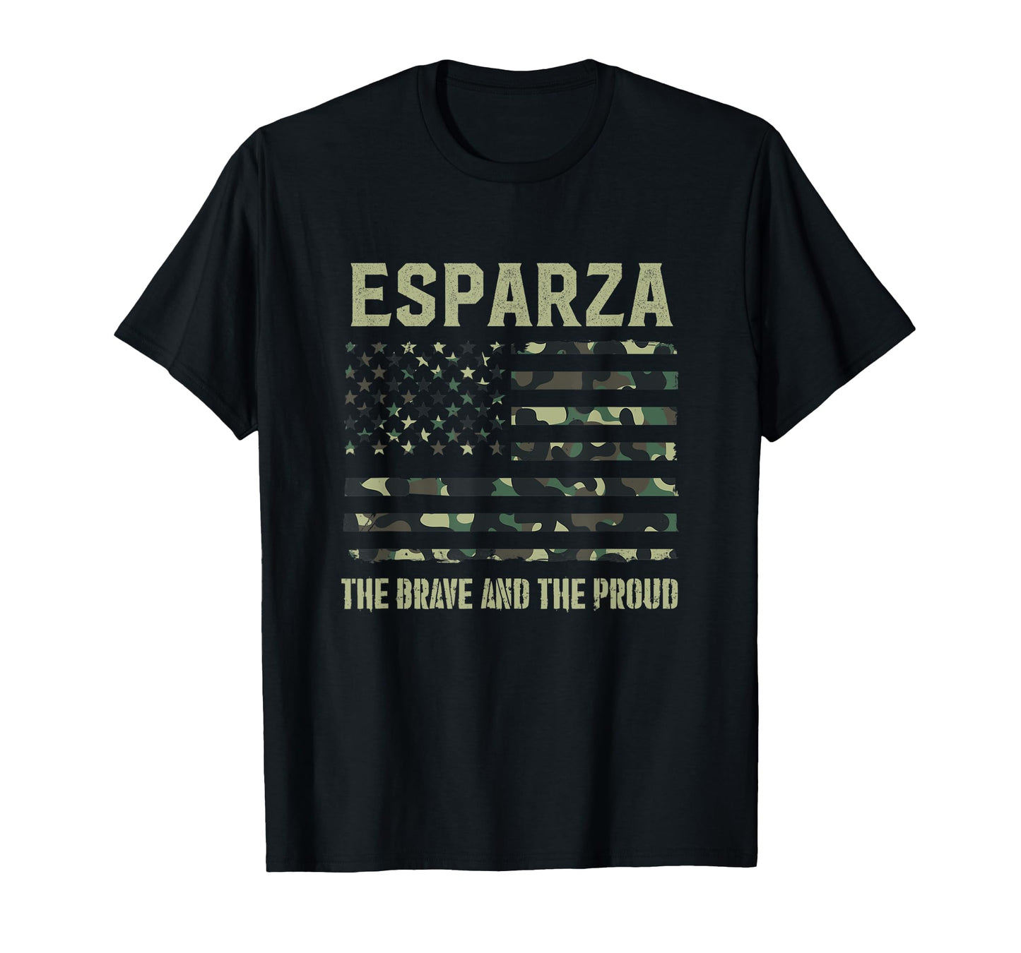 ESPARZA Last Name Surname Camouflage American Flag T-Shirt
