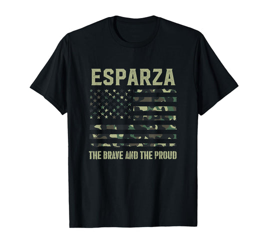 ESPARZA Last Name Surname Camouflage American Flag T-Shirt