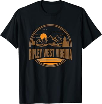 Vintage Ripley, West Virginia Mountain Hiking Souvenir Print T-Shirt