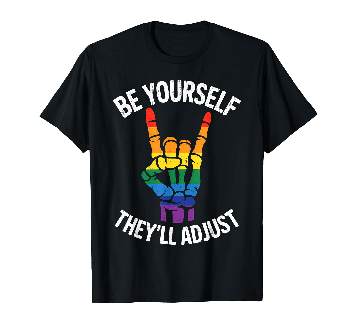 Funny Skeleton Hand LGBTQ Pride Rock Gift Women Girls T-Shirt