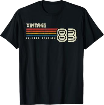 Vintage 1983 Chest Stripe 40 Birthday T-Shirt