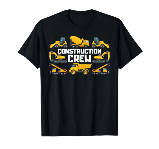 Construction Crew Worker Excavator Kids Boys Girls T-Shirt