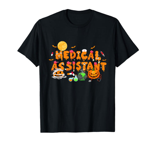 Men Women Medical Assistant Scary Halloween Zombie Costume T-Shirt
