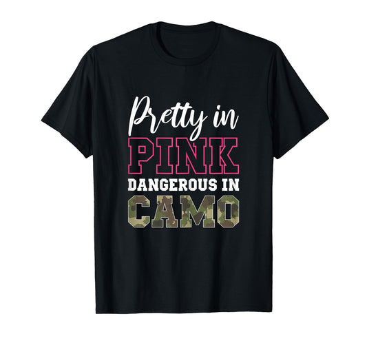 Funny Camo Hunting Pink Graphic for Women and Girls Hunters T-Shirt