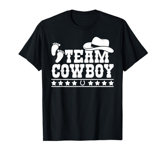 Team Cowboy Baby Gender Reveal Outfit Team Boy Gender Reveal T-Shirt