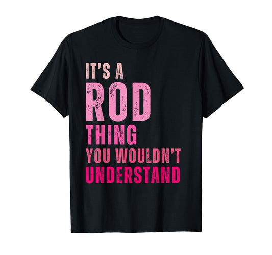 Rod Personalized Names Apparel Vintage Unisex T-Shirt, Black, Small, Short Sleeve, Letter Print, Vintage Design